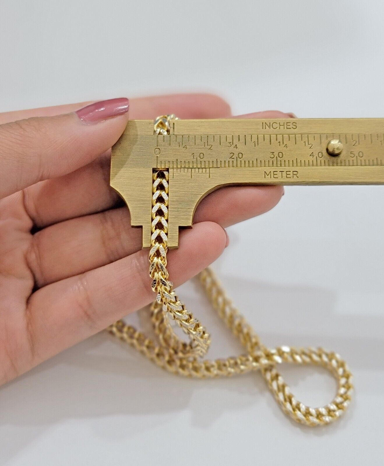 Real 14k Gold Necklace Franco Chain 4mm 22 Inch Diamond Cut Mens 14k Yellow Gold - Reva Jeweler