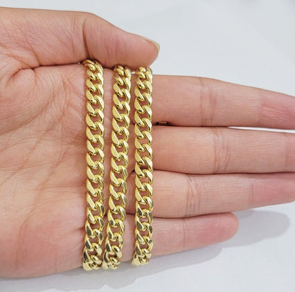 Real 14k Gold Necklace Miami Cuban Link chain 6mm 18" - 28" Strong, 14kt Yellow - Reva Jeweler