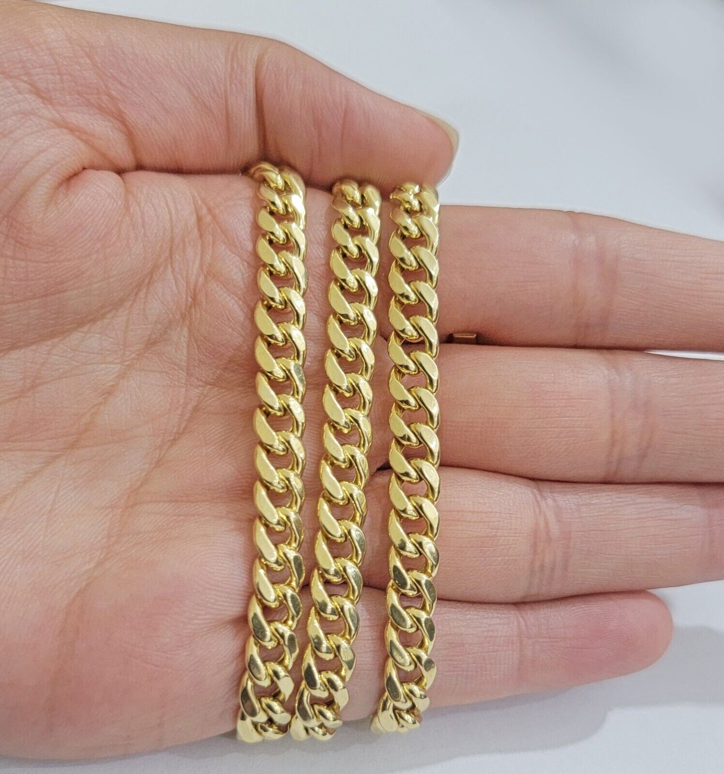 Real 14k Gold Necklace Miami Cuban Link chain 6mm 18" - 28" Strong, 14kt Yellow - Reva Jeweler