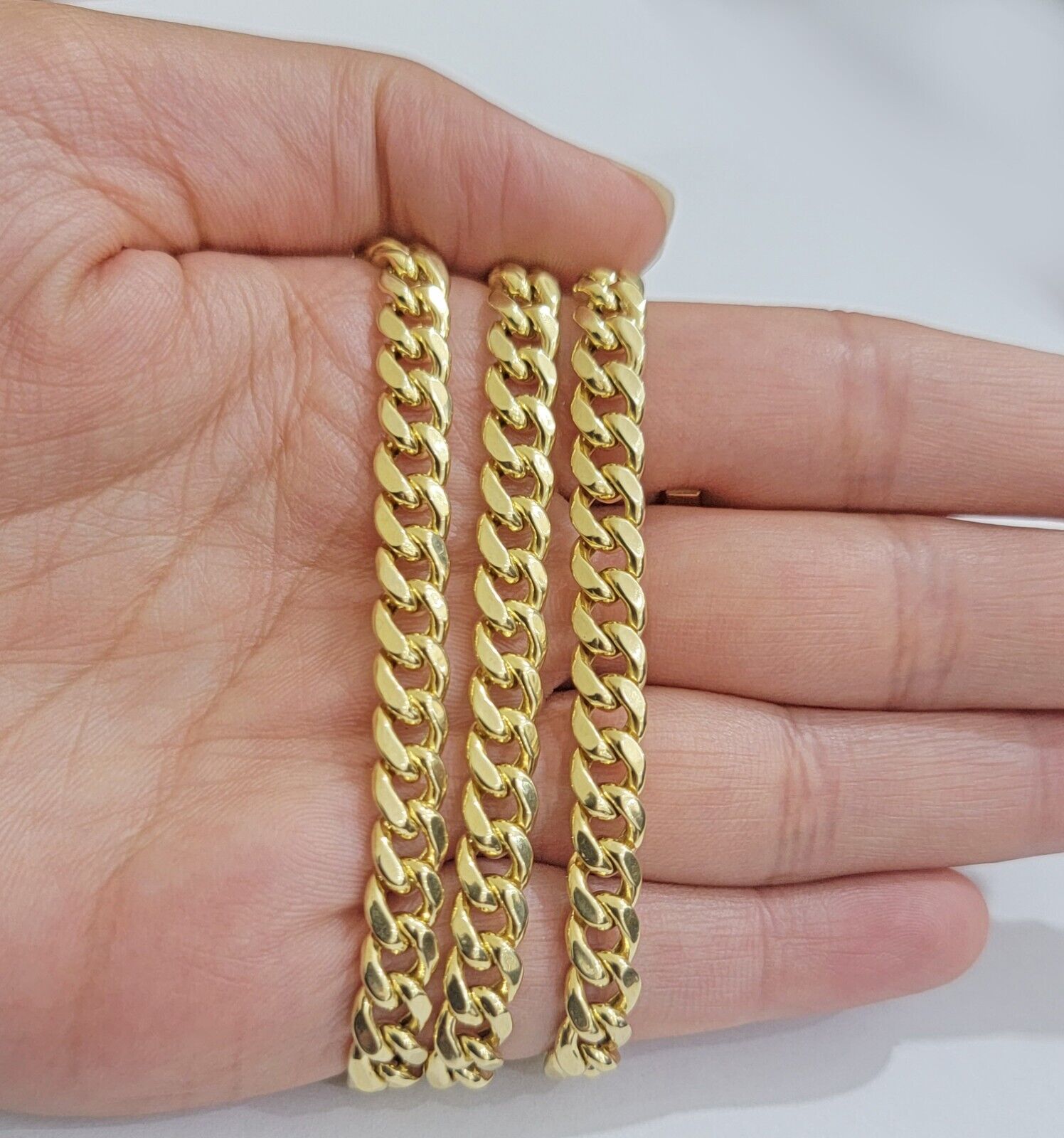 Real 14k Gold Necklace Miami Cuban Link chain 6mm 18" - 28" Strong, 14kt Yellow - Reva Jeweler