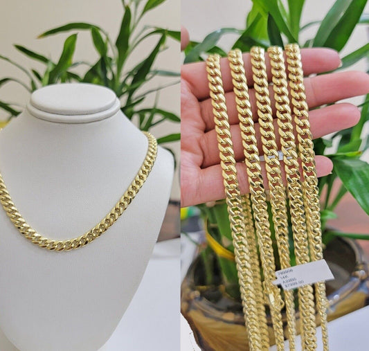 Real 14k Gold Necklace Miami Cuban Link chain 6mm 18" - 28" Strong, 14kt Yellow - Reva Jeweler