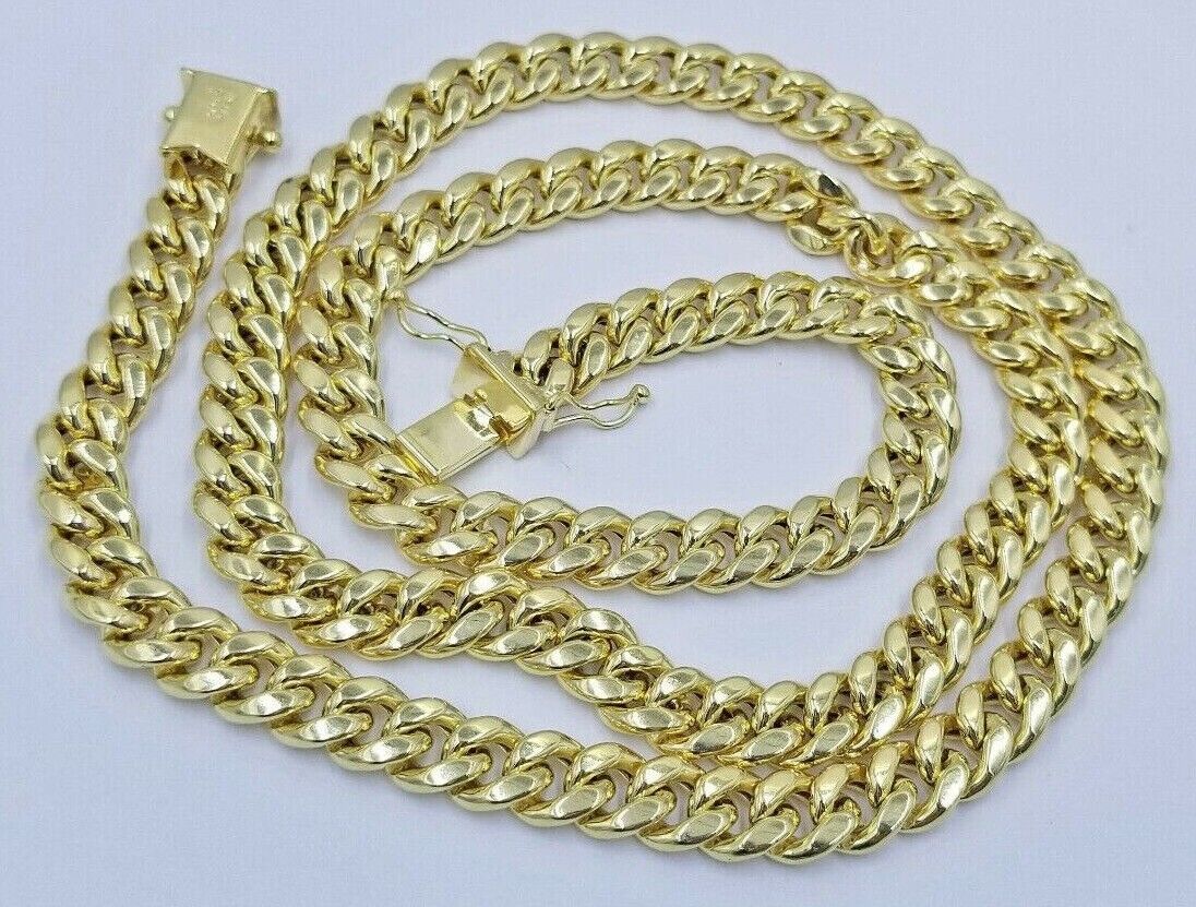 Real 14k Gold Necklace Miami Cuban Link chain 6mm 18" - 28" Strong, 14kt Yellow - Reva Jeweler