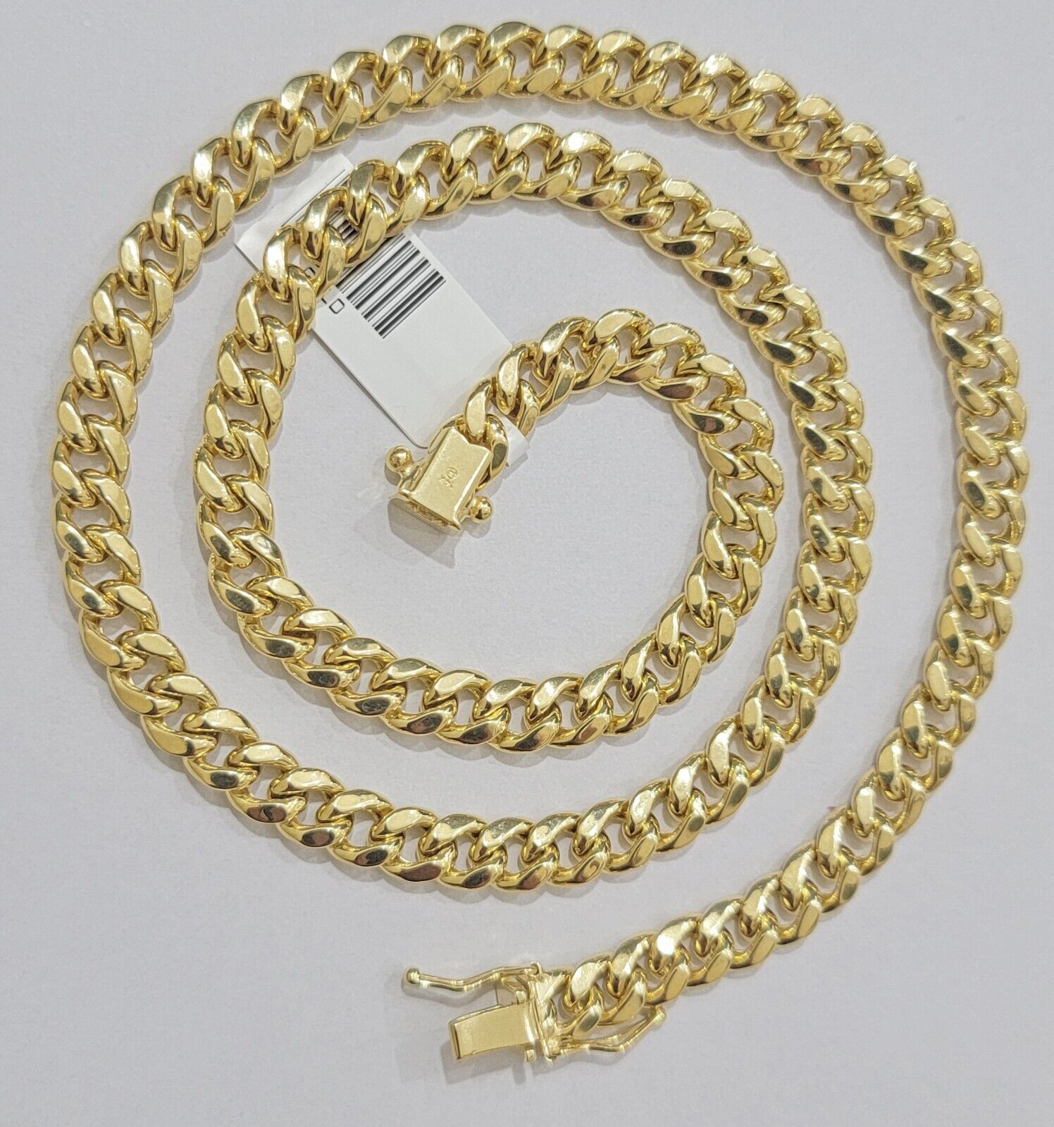 Real 14k Gold Necklace Miami Cuban Link chain 6mm 18" - 28" Strong, 14kt Yellow - Reva Jeweler
