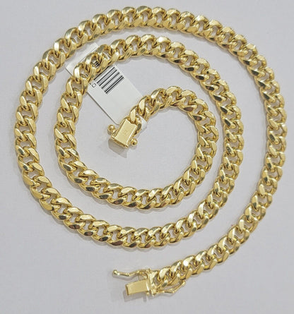 Real 14k Gold Necklace Miami Cuban Link chain 6mm 18" - 28" Strong, 14kt Yellow - Reva Jeweler
