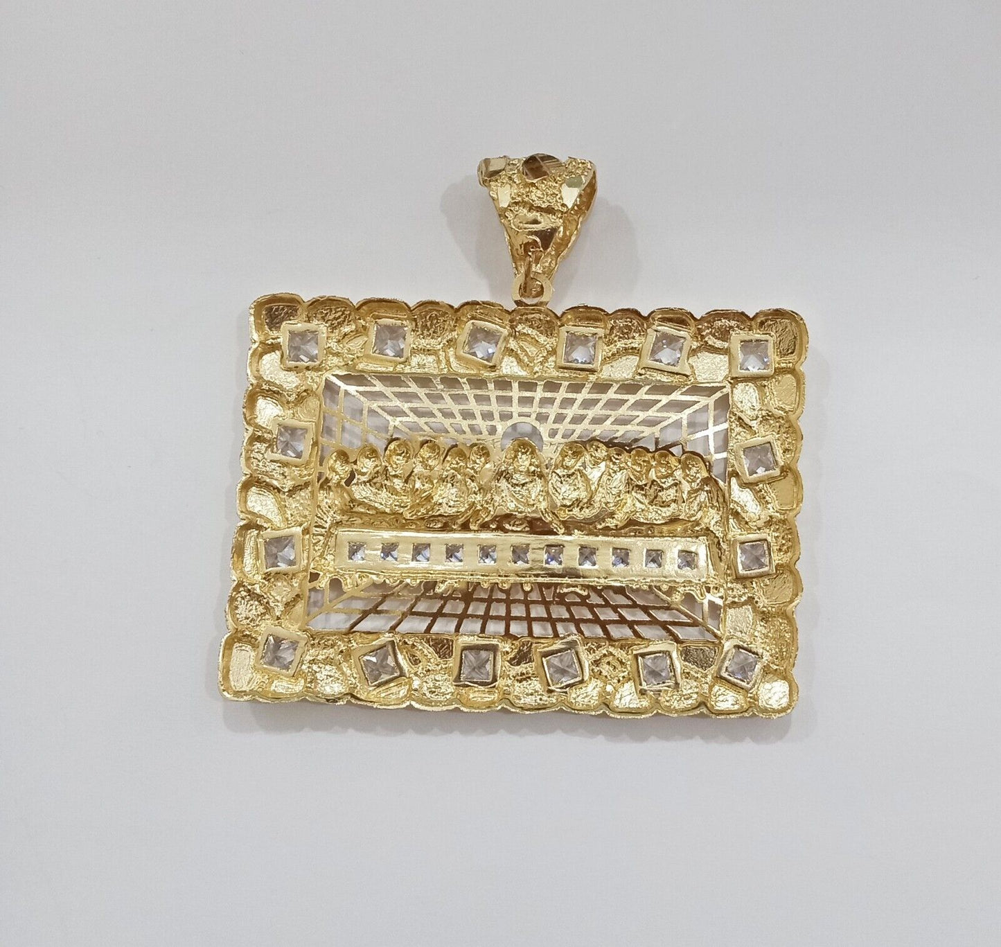 Real 14k Gold Nugget Last Supper Charm 2.6 inch 14kt Yellow Gold - GoldenlinQ