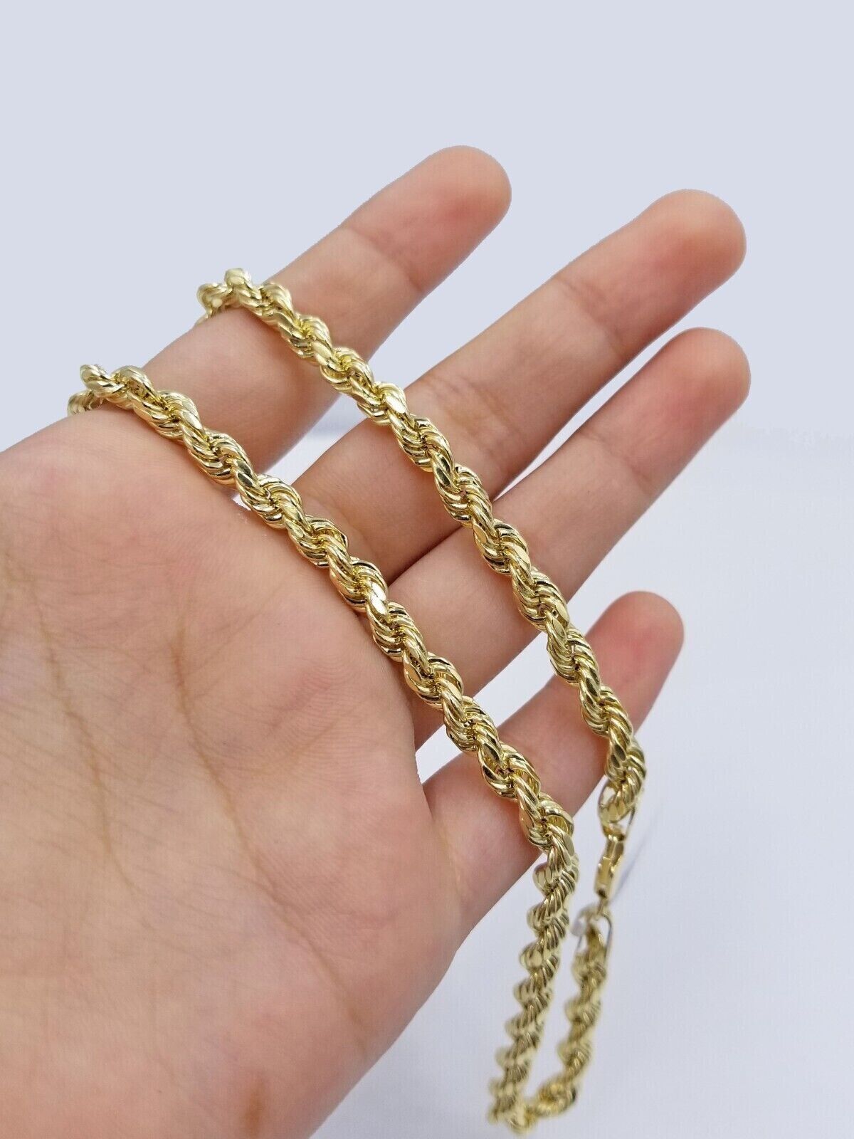 Real 14k Gold Rope Chain 14K Nugget Texas map Charm pendant & Necklace Set Men's - Reva Jeweler
