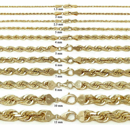 Real 14k Gold Rope chain 2.5mm Ladies Necklace SOLID 14KT Yellow Gold 16" 18" 20 - Reva Jeweler