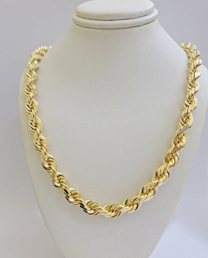 Real 14k Gold Rope Chain Necklace 28 Inch 8mm Mens Diamond cut SOLID 14KT Yellow