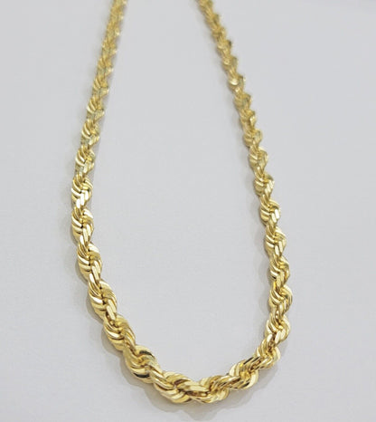 Real 14k Gold Rope Chain Necklace 6mm 18 - 28 Inch 14kt Yellow Gold Diamond Cut - Reva Jeweler
