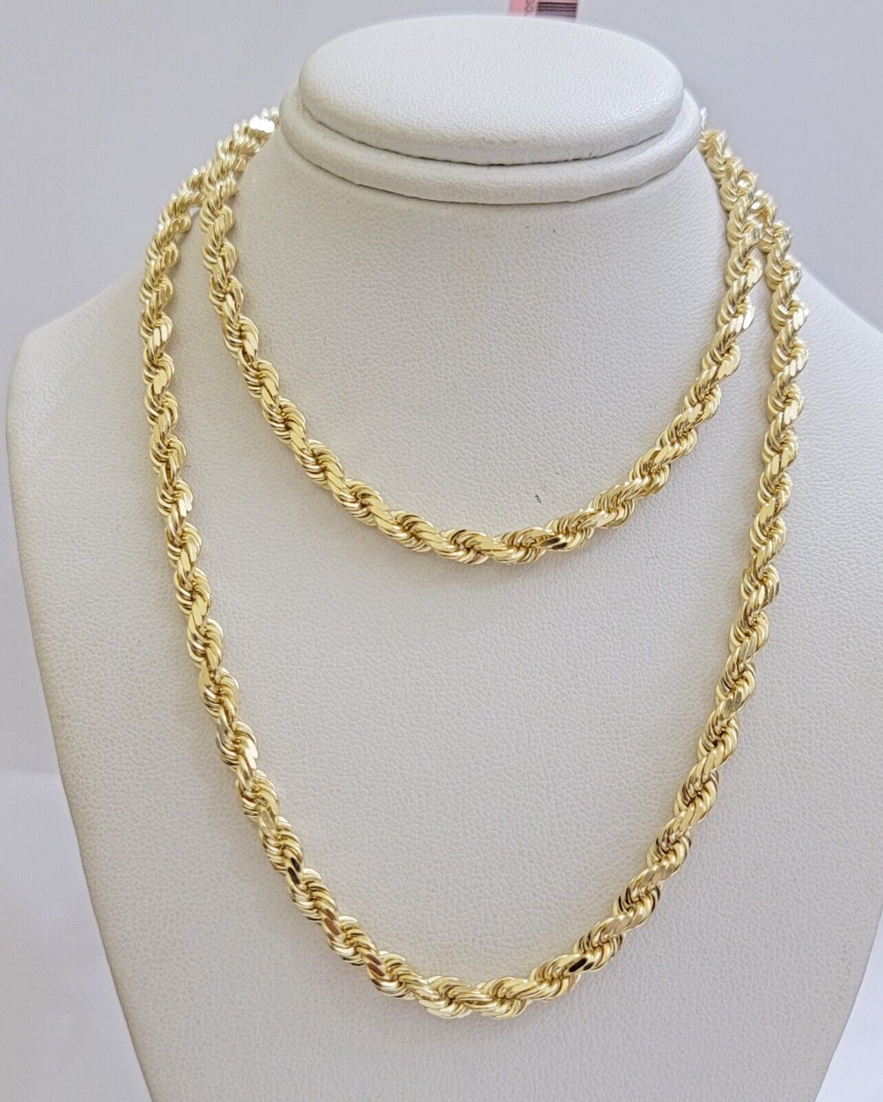 Real 14k Gold Rope Chain Necklace 6mm 18 - 28 Inch 14kt Yellow Gold Diamond Cut - Reva Jeweler