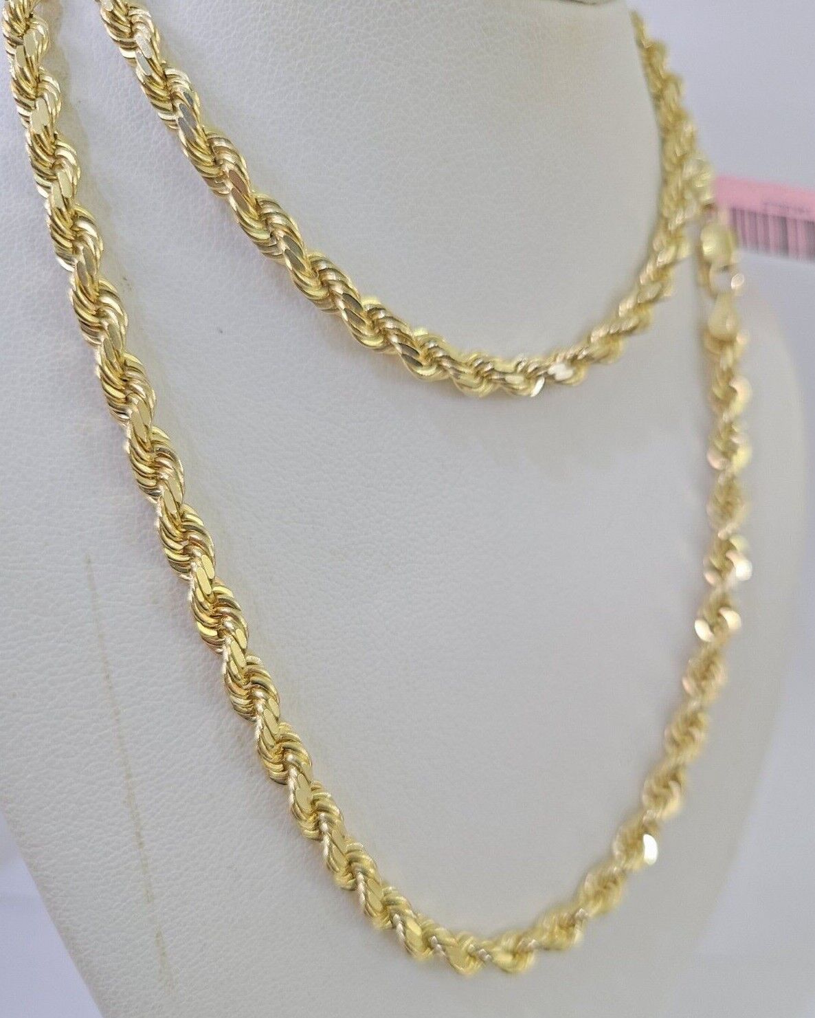 Real 14k Gold Rope Chain Necklace 6mm 18 - 28 Inch 14kt Yellow Gold Diamond Cut - Reva Jeweler