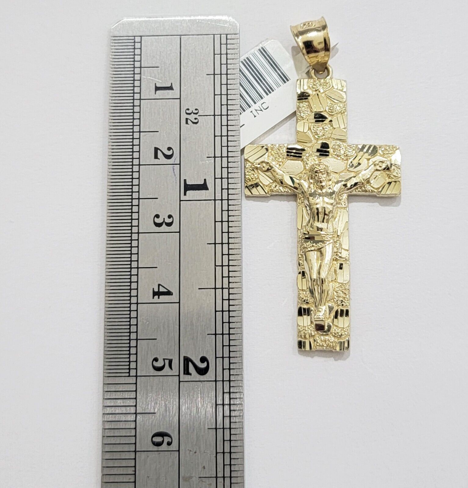 REAL 14k Gold Rope Chain Necklace Nugget Cross Charm Pendant SET 3mm 18 - 26 Inch - Reva Jeweler