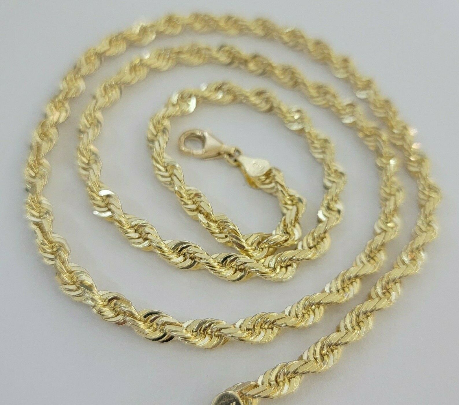 Real 14k gold Rope Chain Solid Necklace 6mm 26" inch Men women, 14kt yellow gold - Reva Jeweler