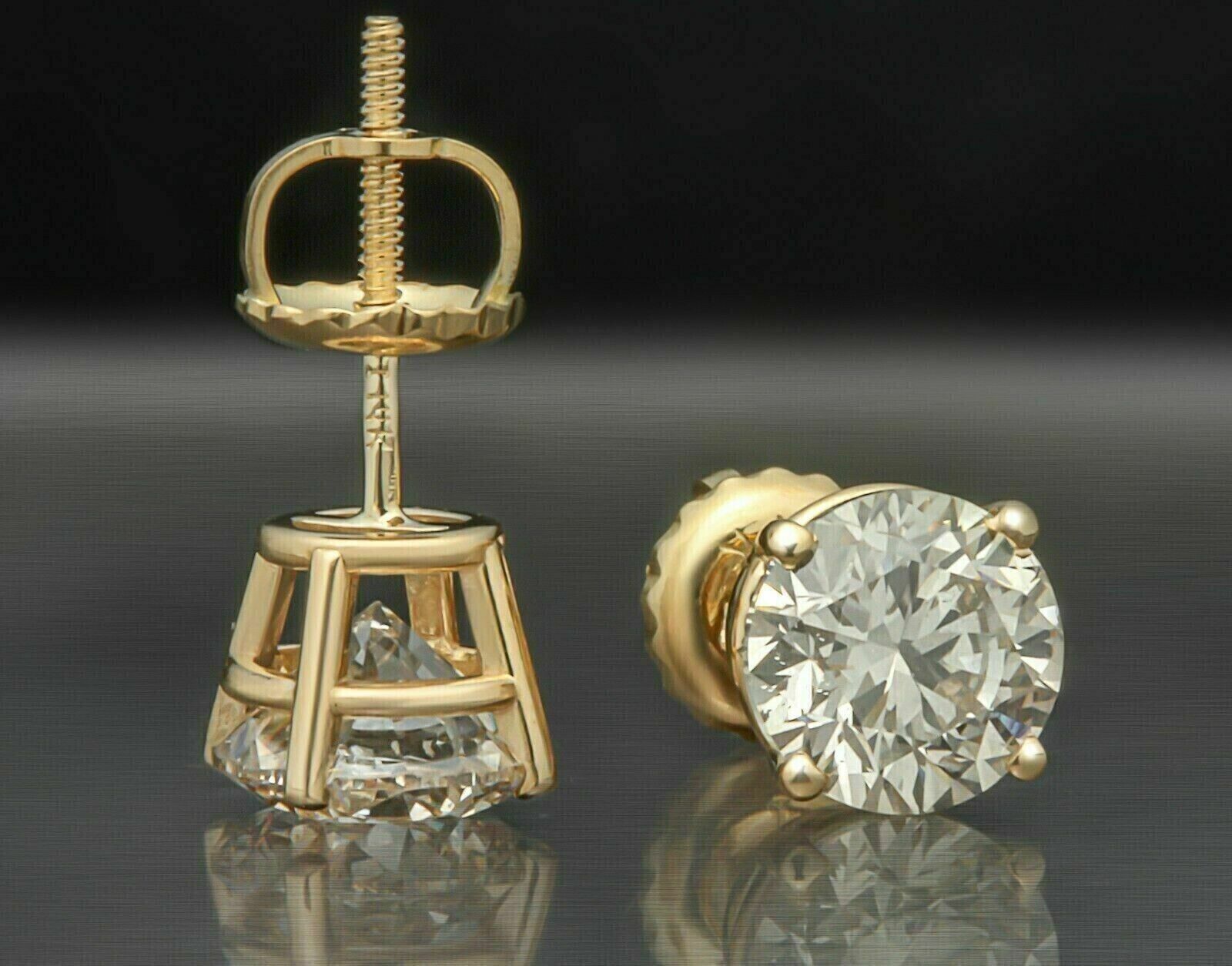 REAL 14k gold VS 1CT diamond Lab Created earring CHRISTMAS SALE With CERTIFICATE - Reva Jeweler