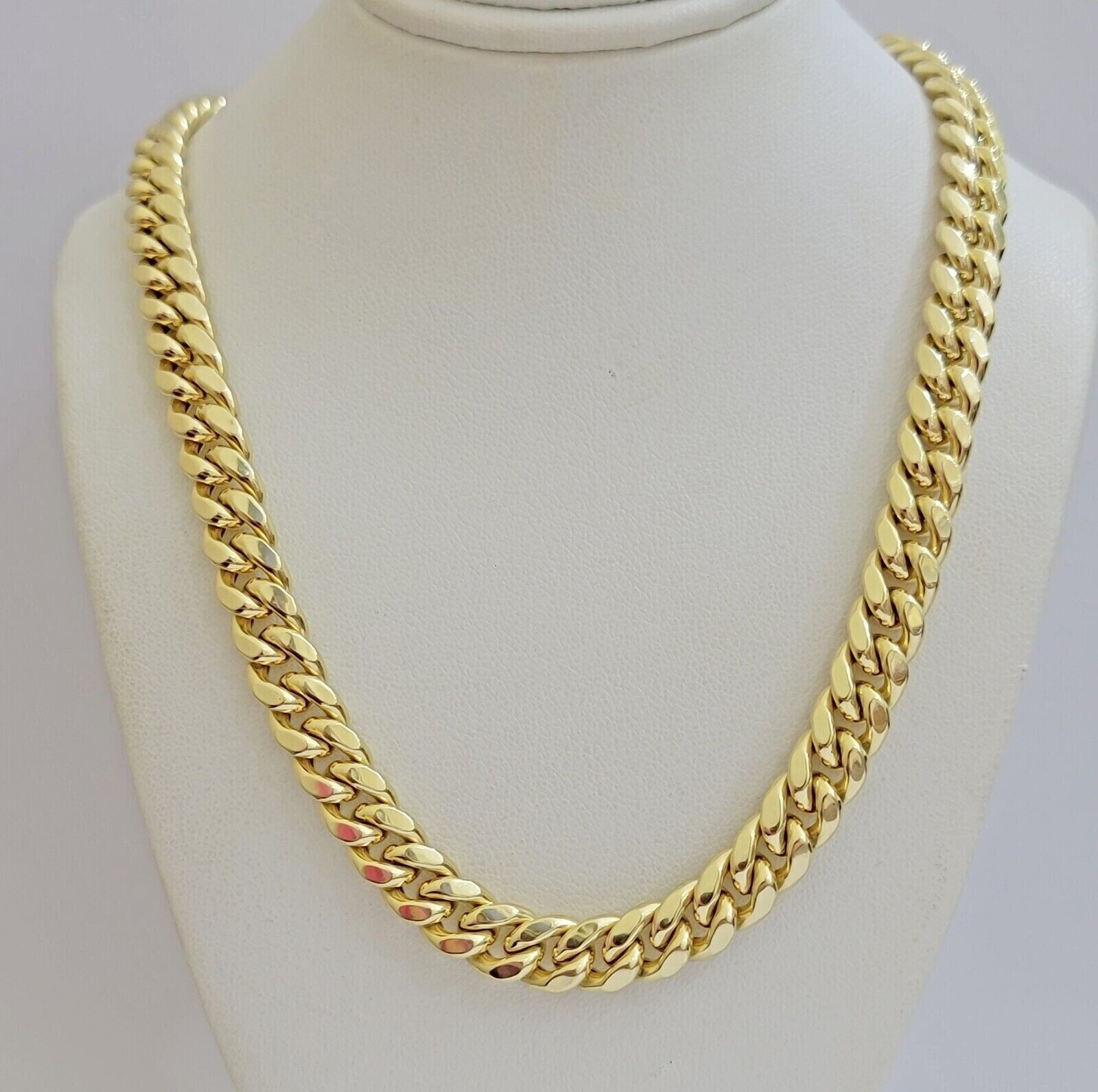 Real 14k Mens Chain Miami Cuban Link Necklace 22" 9mm 14KT Mens Real Gold Sale - Reva Jeweler