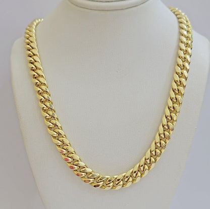 Real 14k Mens Chain Miami Cuban Link Necklace 22" 9mm 14KT Mens Real Gold Sale - Reva Jeweler