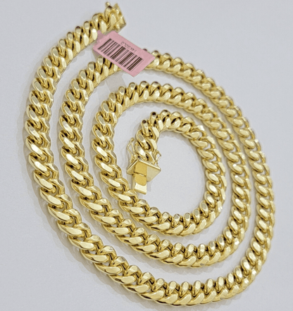 Real 14k Mens Chain Miami Cuban Link Necklace 22" 9mm 14KT Mens Real Gold Sale - Reva Jeweler