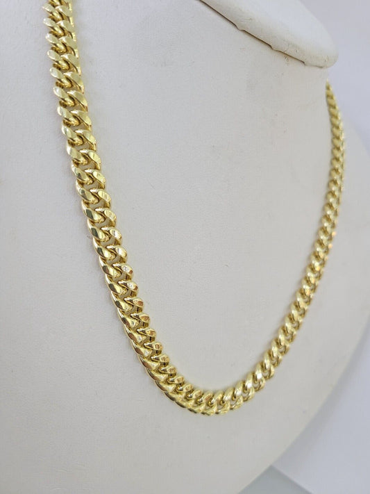 Real 14K Miami Cuban Link Chain Necklace Yellow Gold 24 inch 7mm Mens 14KT