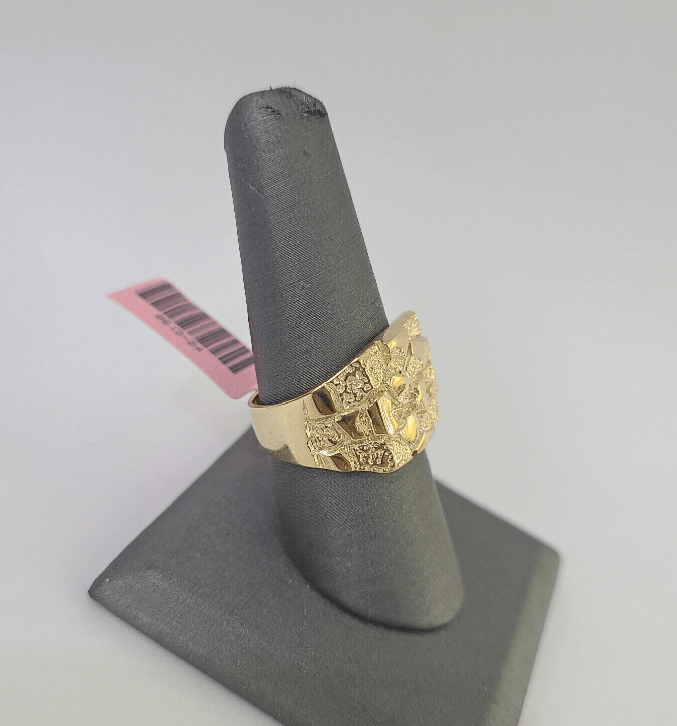 Real 14k Nugget Ring Yellow Gold Men Casual Flat Square 10kt - GoldenlinQ