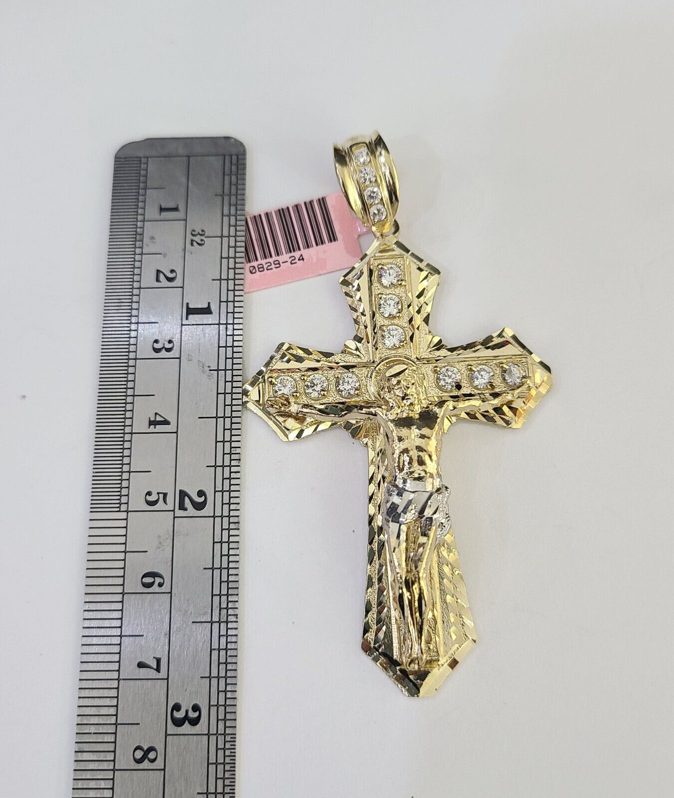 Real 14k Rope Chain Jesus Cross Charm Yellow Gold Set 5mm 20" - 30" Necklace - Reva Jeweler