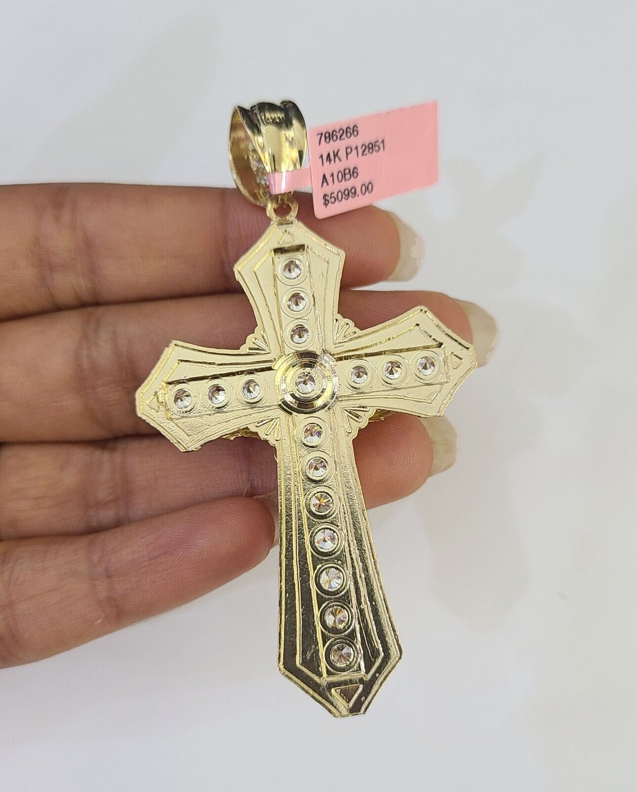 Real 14k Rope Chain Jesus Cross Charm Yellow Gold Set 5mm 20" - 30" Necklace - Reva Jeweler