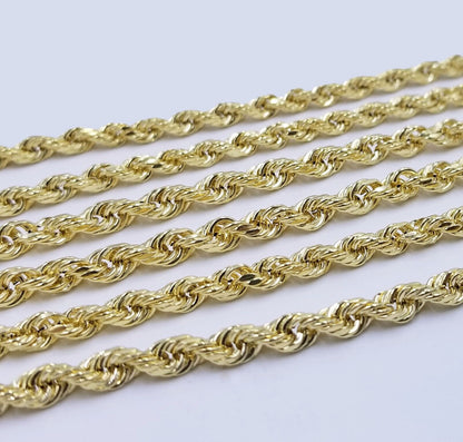 Real 14k Rope Chain Necklace 5mm 14kt Yellow Gold 18" 20" 22" 24" 26" inch Mens - Reva Jeweler