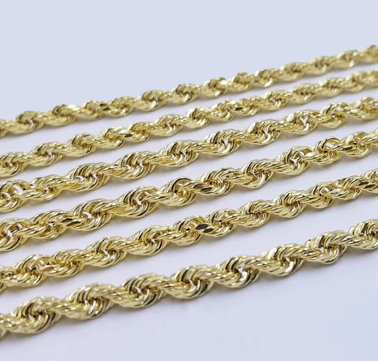 Real 14k Rope Chain Necklace 5mm 14kt Yellow Gold 18" 20" 22" 24" 26" inch Mens - Reva Jeweler