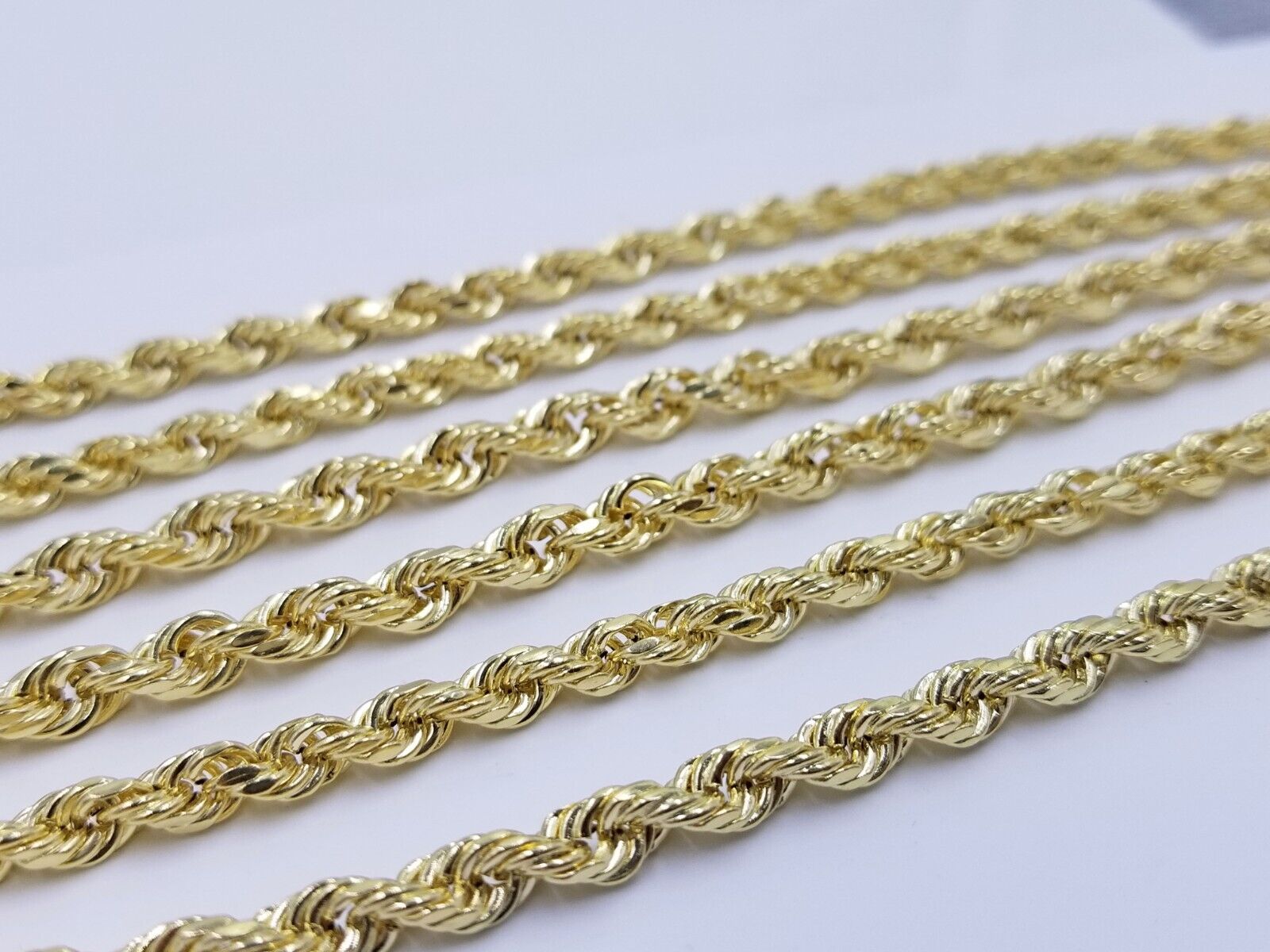 Real 14k Rope Chain Necklace 5mm 14kt Yellow Gold 18" 20" 22" 24" 26" inch Mens - Reva Jeweler