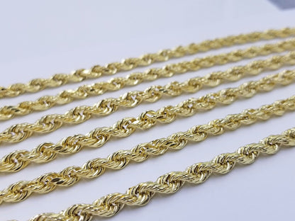 Real 14k Rope Chain Necklace 5mm 14kt Yellow Gold 18" 20" 22" 24" 26" inch Mens - Reva Jeweler