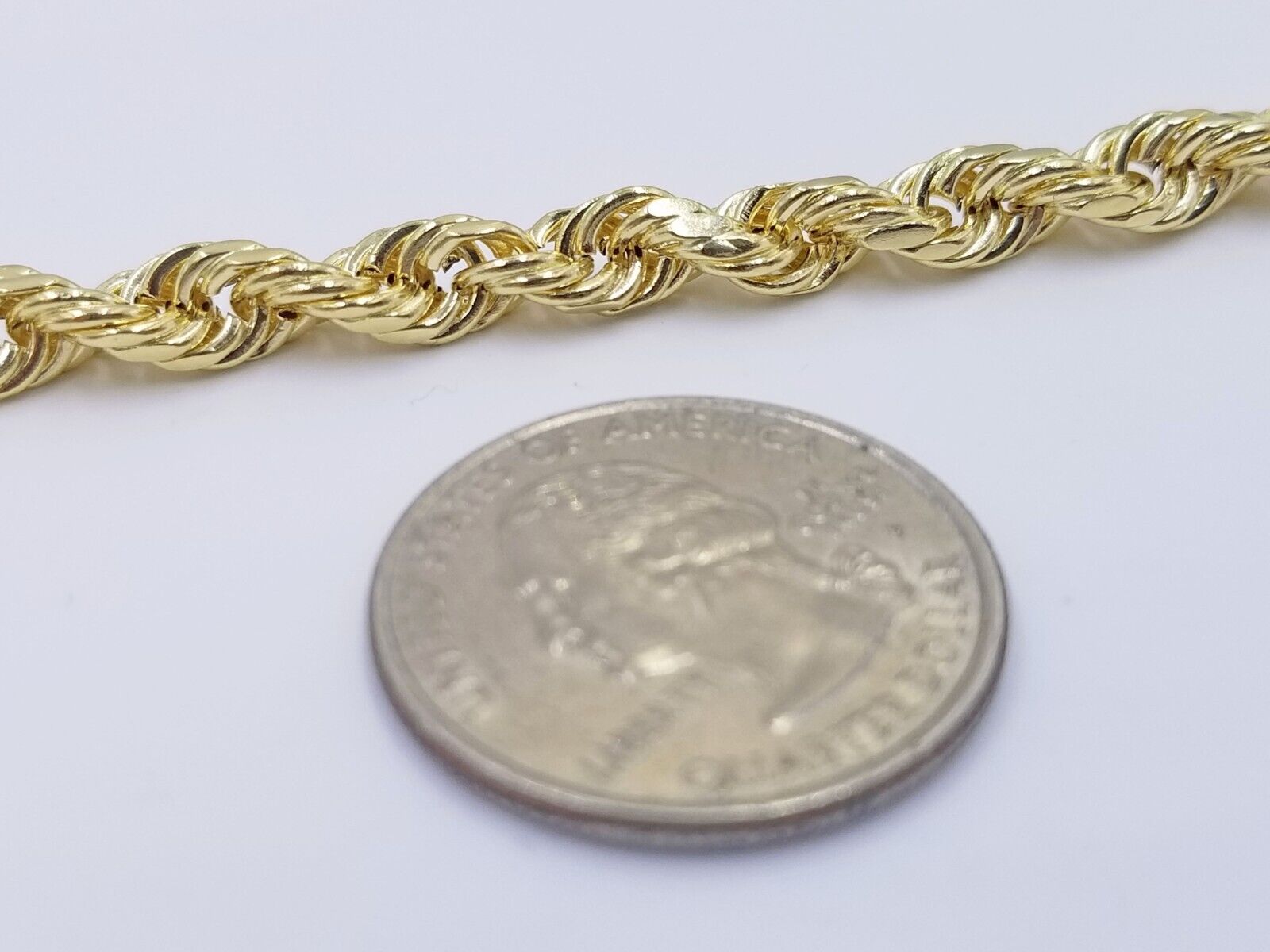 Real 14k Rope Chain Necklace 5mm 14kt Yellow Gold 18" 20" 22" 24" 26" inch Mens - Reva Jeweler