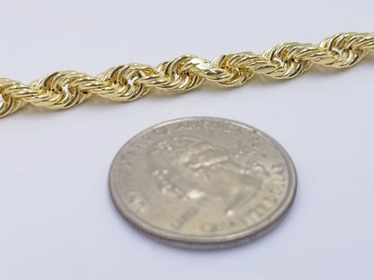 Real 14k Rope Chain Necklace 5mm 14kt Yellow Gold 18" 20" 22" 24" 26" inch Mens - Reva Jeweler