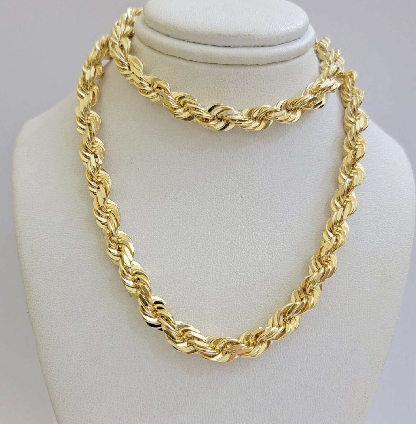 Real 14k Rope Chain Necklace 7mm Mens 14kt Yellow Gold 18 in - 30 inch SOLID - Reva Jeweler