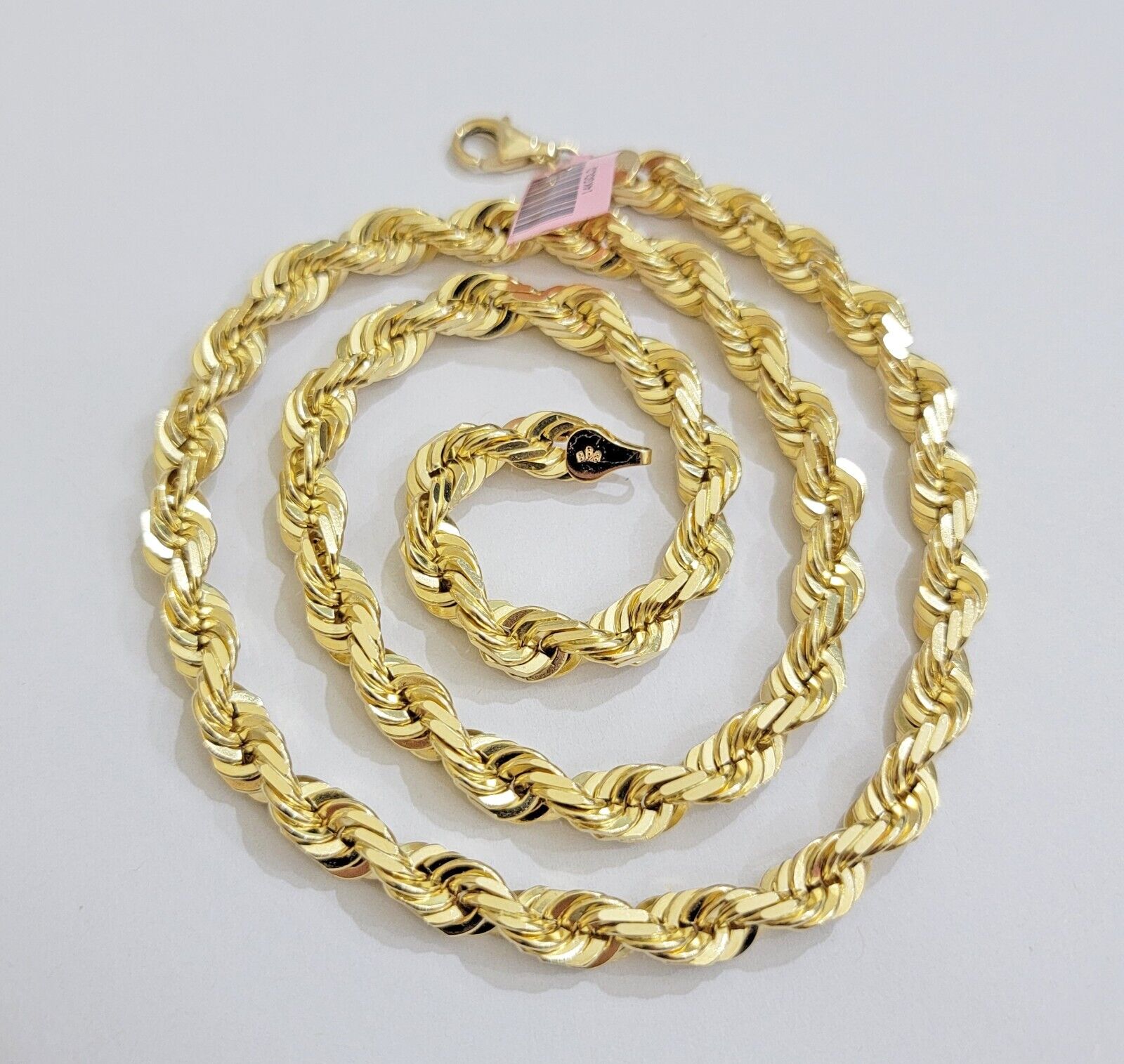 Real 14k Rope Chain Necklace 7mm Mens 14kt Yellow Gold 18 in - 30 inch SOLID - Reva Jeweler