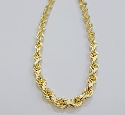 Real 14k Rope Chain Necklace 7mm Mens 14kt Yellow Gold 18 in - 30 inch SOLID - Reva Jeweler