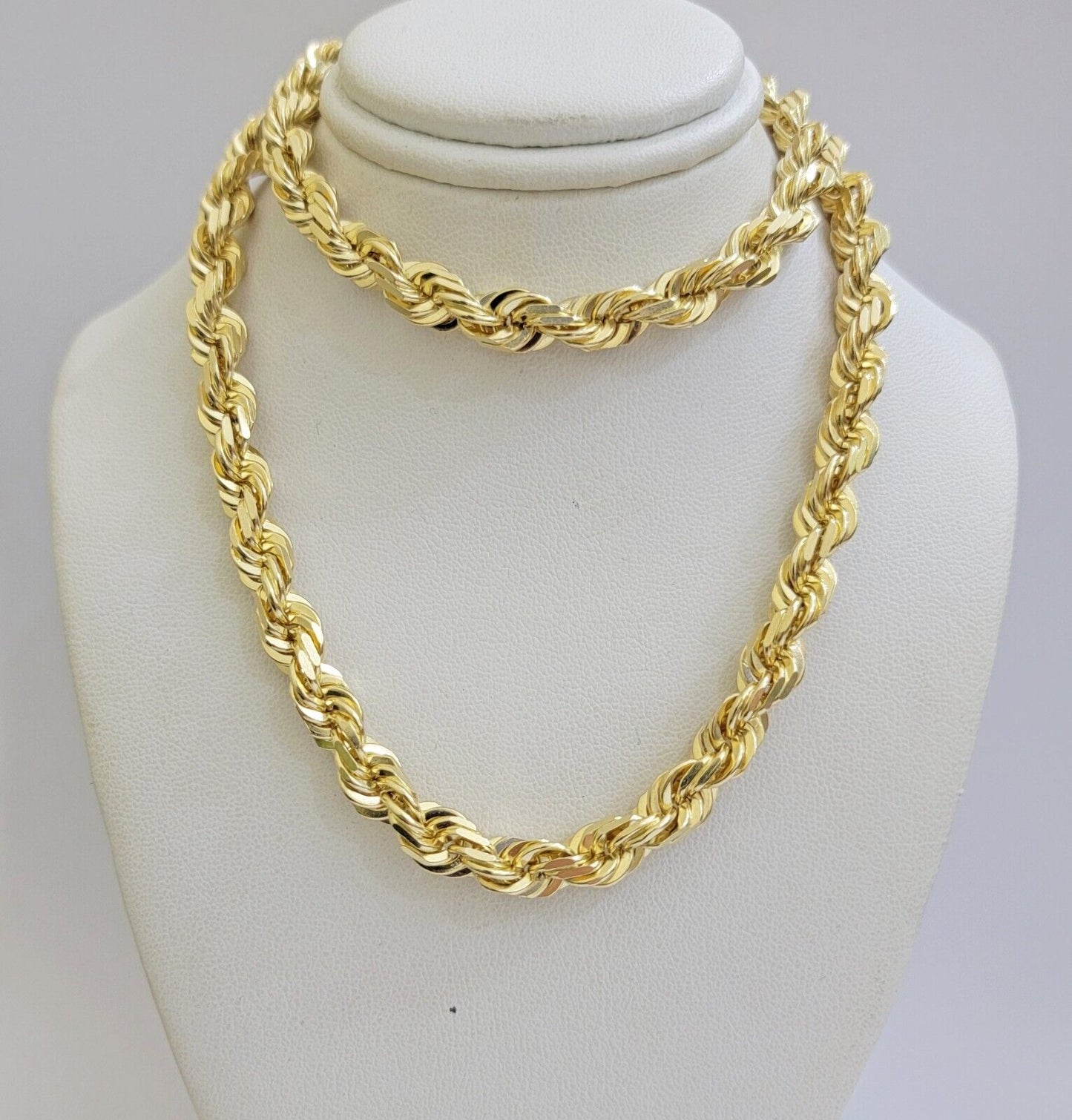 Real 14k Rope Chain Necklace 7mm Mens 14kt Yellow Gold 18 in - 30 inch SOLID - Reva Jeweler
