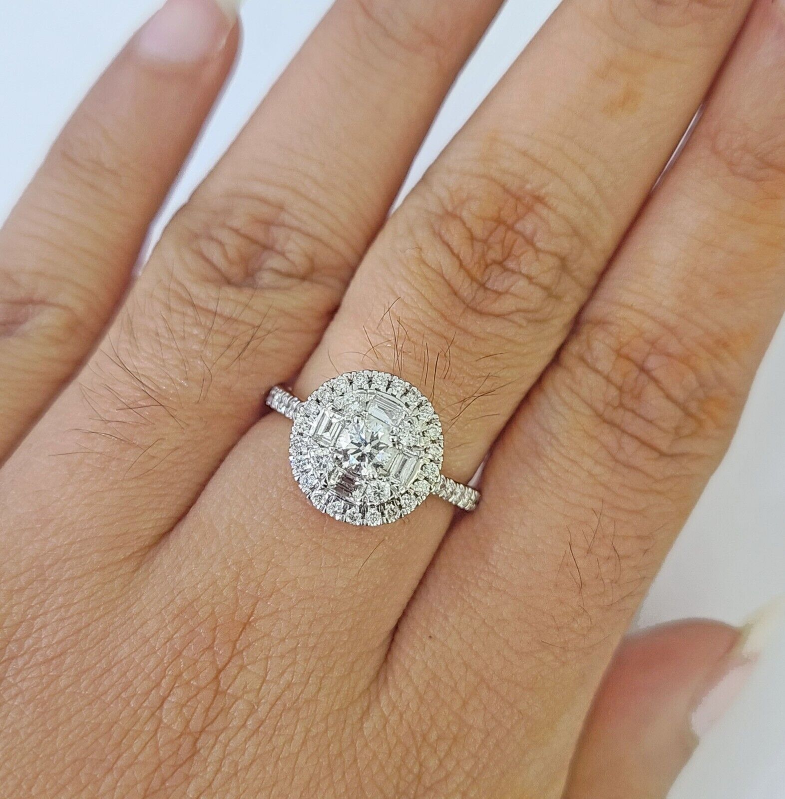 REAL 14k Rose Gold Diamond Ladies Ring Circular Shaped Women Engagement Wedding - Reva Jeweler
