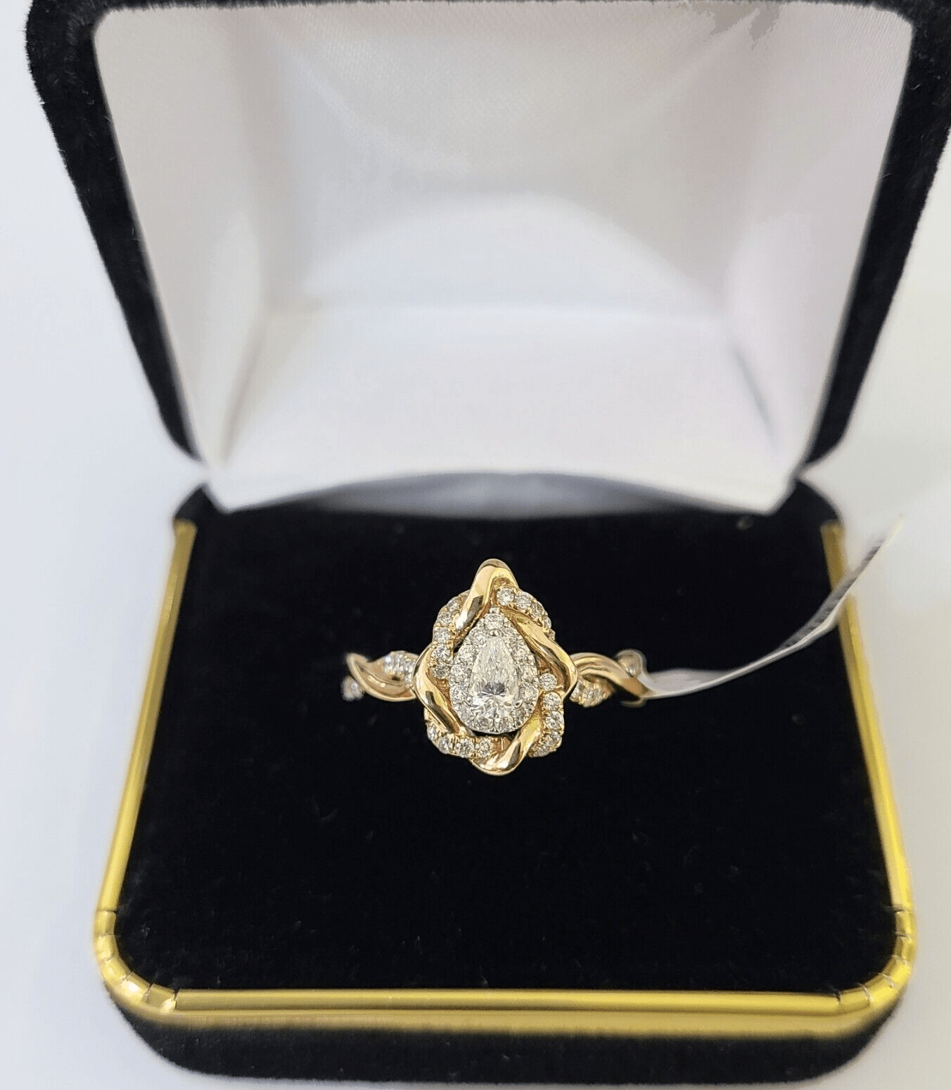 REAL 14k Rose Gold Diamond Ladies Ring Drop Shaped Women Engagement Wedding - Reva Jeweler