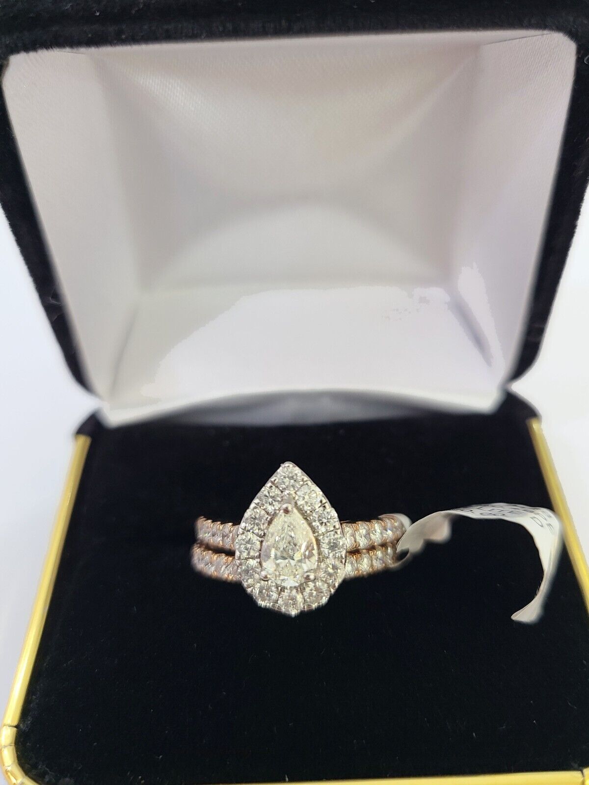 REAL 14k Rose Gold Diamond Ladies Ring Drop Shaped Women Engagement Wedding - Reva Jeweler