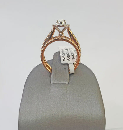 REAL 14k Rose Gold Diamond Ladies Ring Drop Shaped Women Engagement Wedding - Reva Jeweler