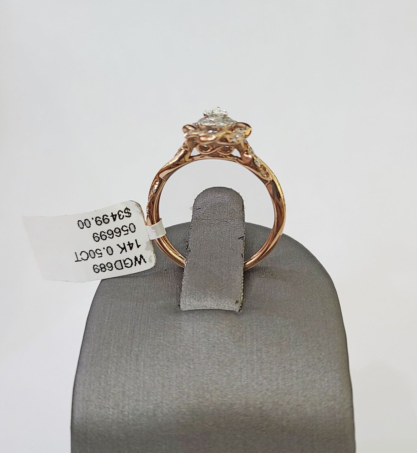REAL 14k Rose Gold Diamond Ladies Ring Drop Shaped Women Engagement Wedding - Reva Jeweler