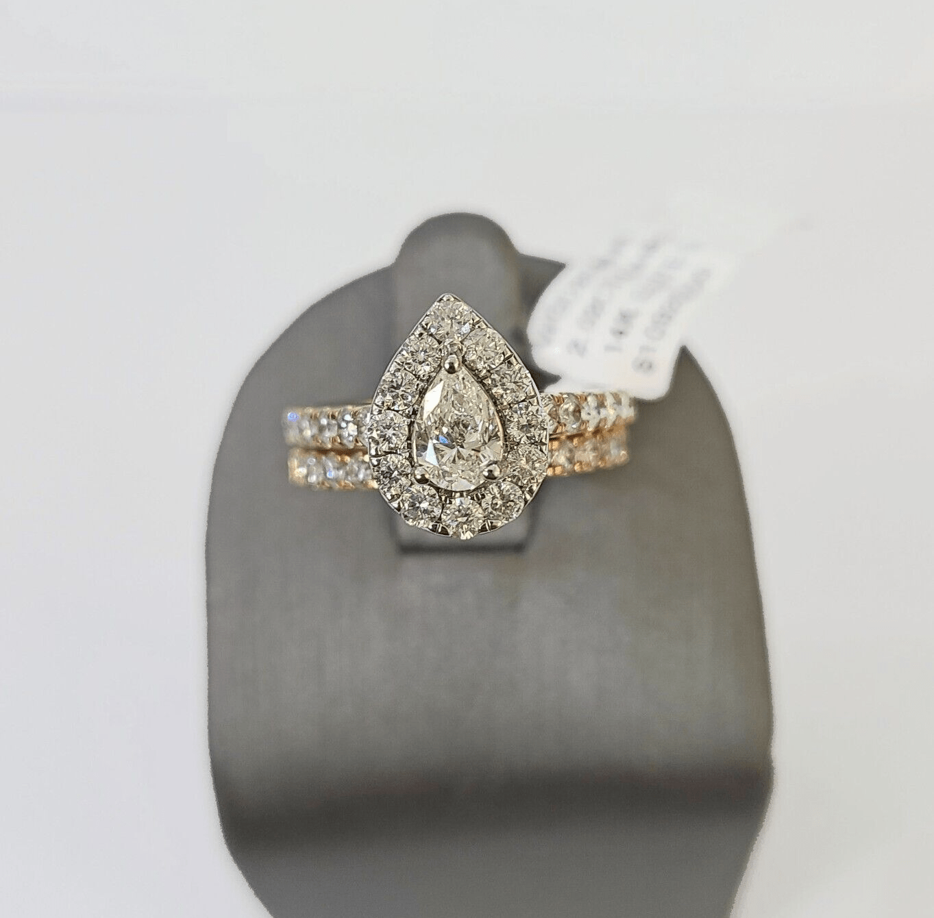 REAL 14k Rose Gold Diamond Ladies Ring Drop Shaped Women Engagement Wedding - Reva Jeweler