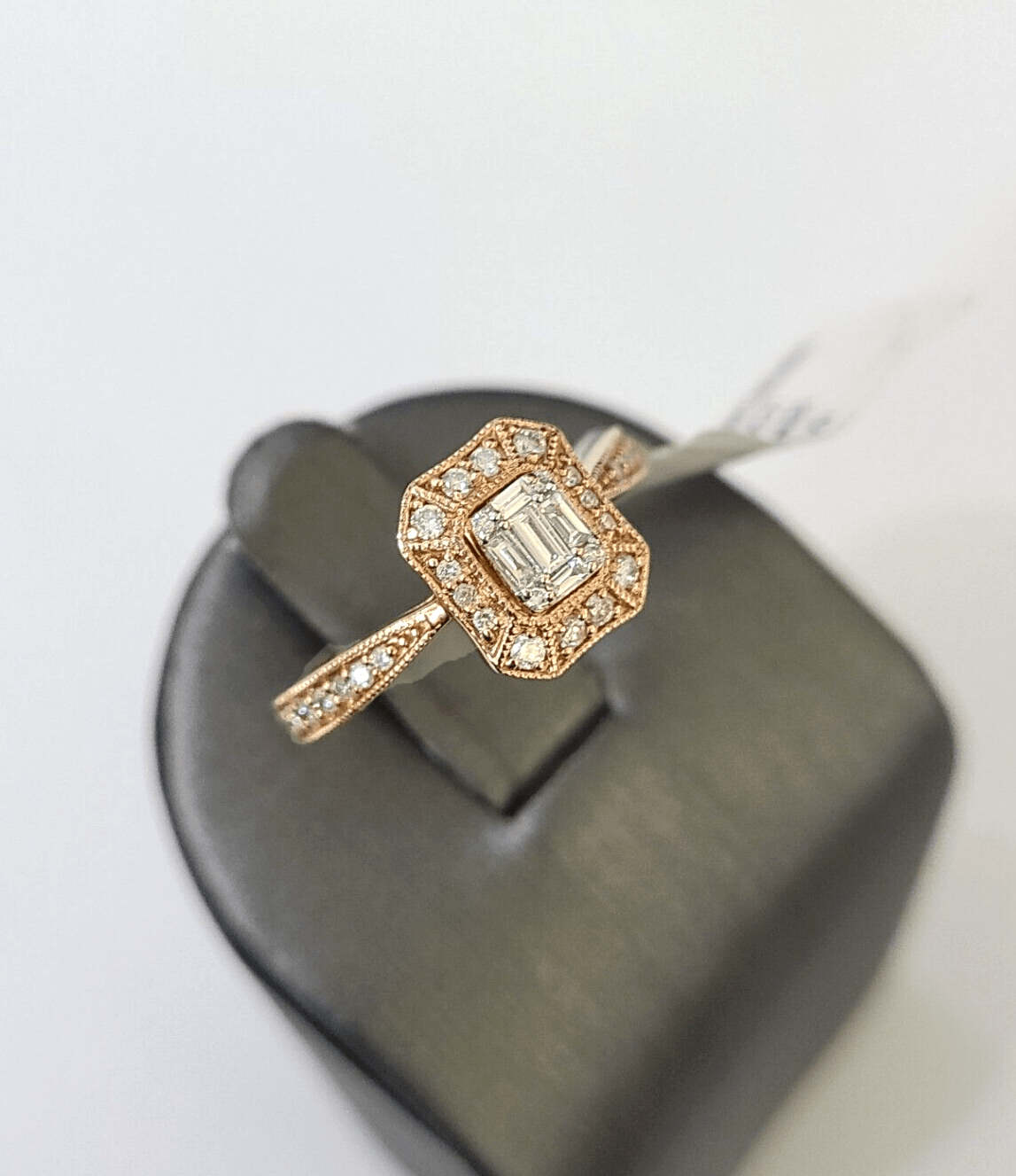 REAL 14k Rose Gold Diamond Ladies Ring Octagonal Shape Women Engagement Wedding - Reva Jeweler