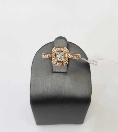 REAL 14k Rose Gold Diamond Ladies Ring Octagonal Shape Women Engagement Wedding - Reva Jeweler