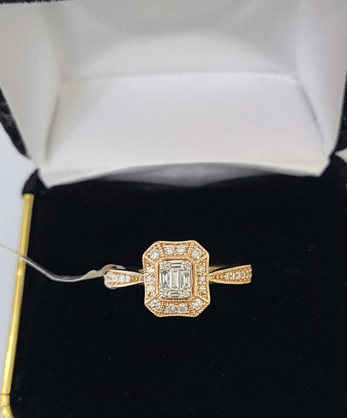 REAL 14k Rose Gold Diamond Ladies Ring Octagonal Shape Women Engagement Wedding - Reva Jeweler