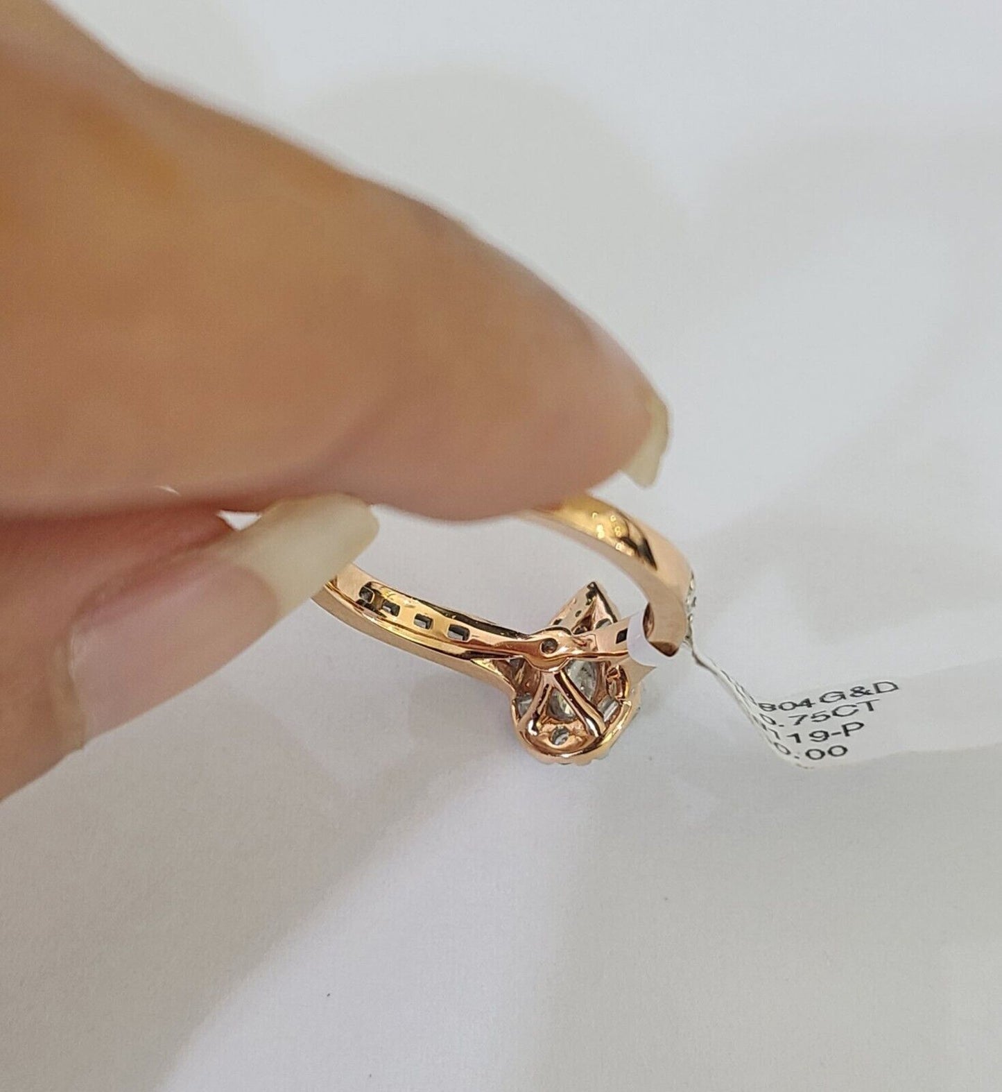 REAL 14k Rose Gold Diamond Ladies Ring Pear Shaped Women Engagement Wedding - Reva Jeweler