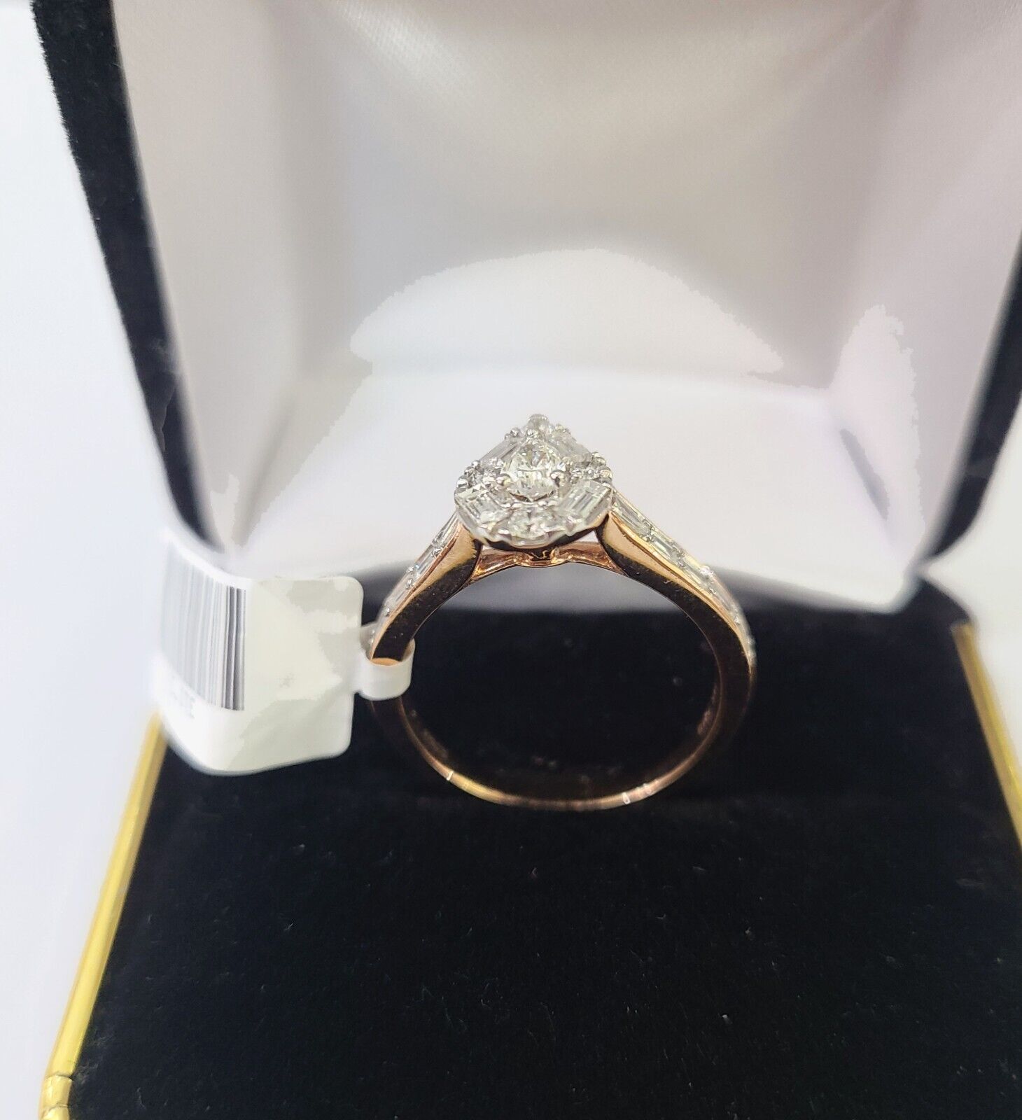 REAL 14k Rose Gold Diamond Ladies Ring Pear Shaped Women Engagement Wedding - Reva Jeweler