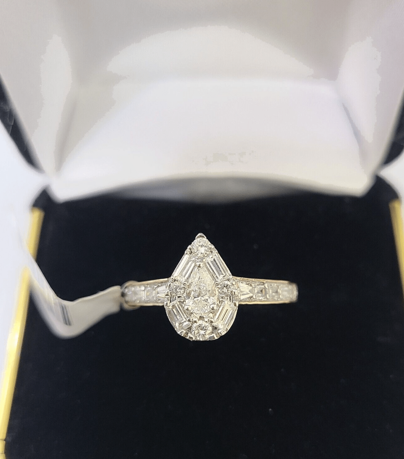 REAL 14k Rose Gold Diamond Ladies Ring Pear Shaped Women Engagement Wedding - Reva Jeweler