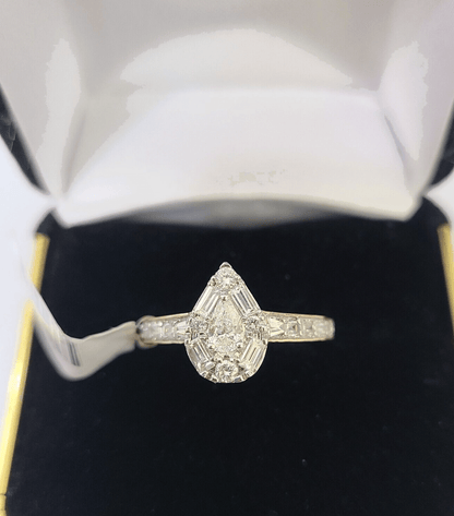REAL 14k Rose Gold Diamond Ladies Ring Pear Shaped Women Engagement Wedding - Reva Jeweler