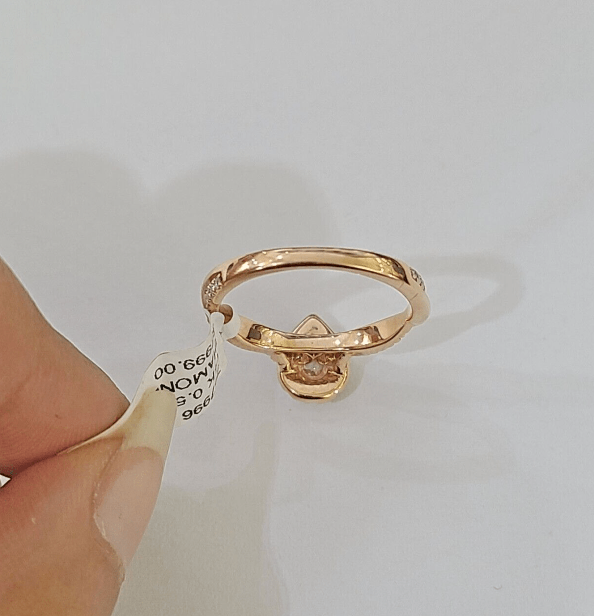 REAL 14k Rose Gold Diamond Ladies Ring Pear Shaped Women Engagement Wedding - Reva Jeweler