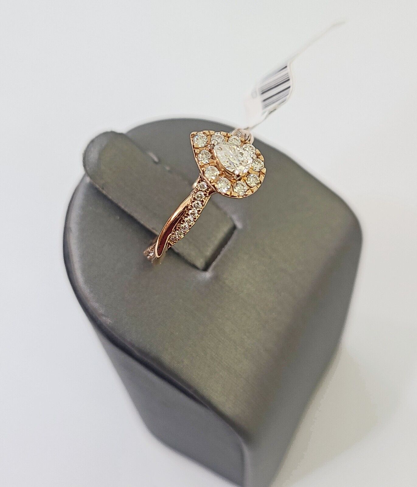 REAL 14k Rose Gold Diamond Ladies Ring Pear Shaped Women Engagement Wedding - Reva Jeweler
